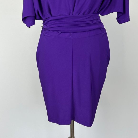 Badgley Mischka Mark James Womens Purple Dolman Sleeve Dress Belted size Small - Picture 9 of 13